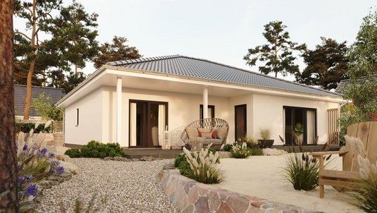Moderner Bungalow mit Gartenansicht in Nordrhein Westfalen Moderner Bungalow mit Gartenansicht passend zum Thema Baugenehmigung NRW rund um Ablauf Dauer Unterlagen und Kosten beim Hausbau