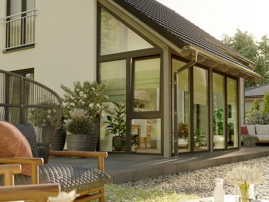 Bodensee 129 mit Wintergarten und Energiespartechnik Einfamilienhaus Bodensee 129 mit Wintergarten und nachhaltigem Energiekonzept