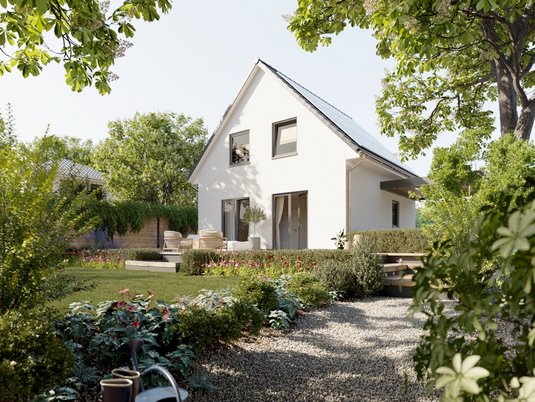 Modernes Einfamilienhaus mit Garten als Symbol für sicheren Hausbau auf geprüftem Baugrund in Aachen und Düren mit Fokus auf Qualität und Vertrauen