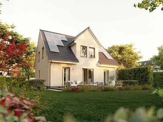 Einfamilienhaus Flair 134 mit Gartenblick. Modernes Massivhaus mit viel Wohnfläche für Familien.