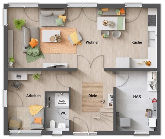 Grundriss Erdgeschoss Stadthaus Flair 152 RE