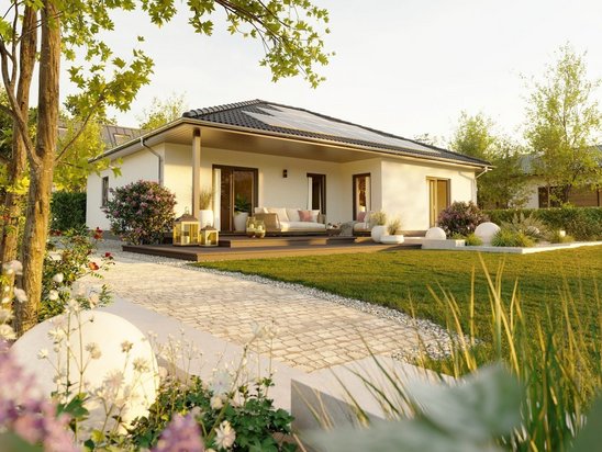 Winkelbungalow mit Garten als inspirierendes Beispiel für sicheren Hausbau auf verlässlich geprüftem Baugrund in Aachen und Düren