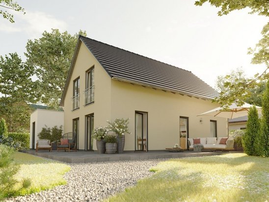 Modernes Einfamilienhaus mit Garten auf geprüftem Baugrundstück in Aachen, Symbol für sicheres und nachhaltiges Bauen ohne Altlasten