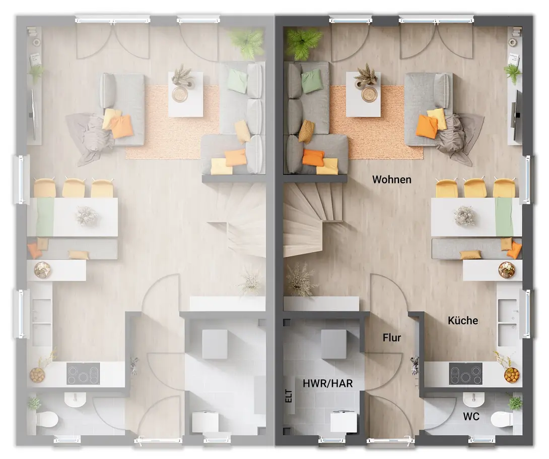 Grundriss-Doppelhaus-Mainz-128-Erdgeschoss-rechts Grundriss Doppelhaushälfte rechts, Erdgeschoss