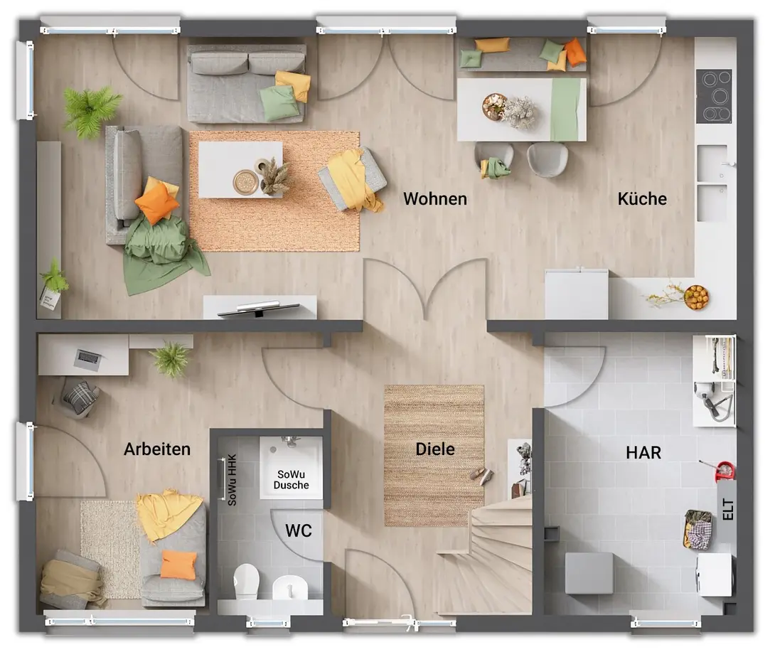 Grundriss Erdgeschoss Stadthaus Flair 152 RE