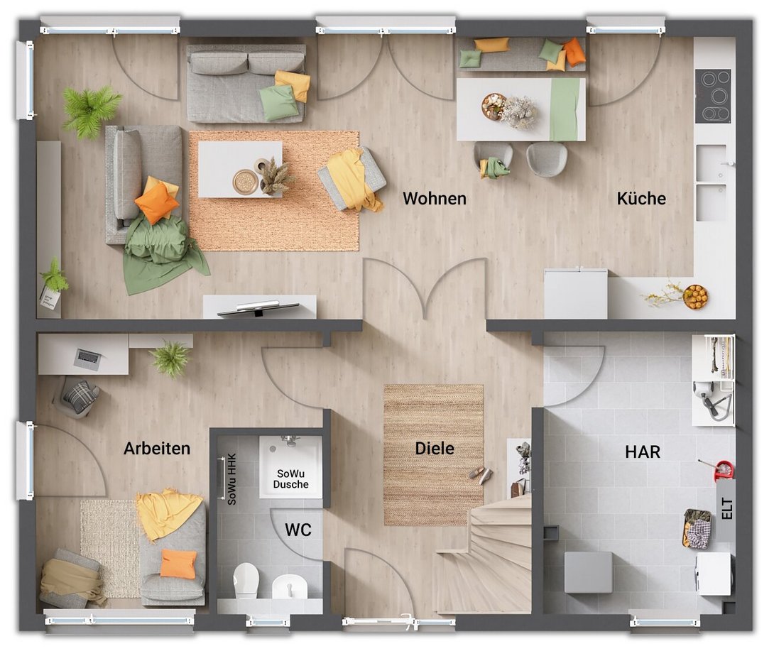 Grundriss Erdgeschoss Stadthaus Flair 152 RE