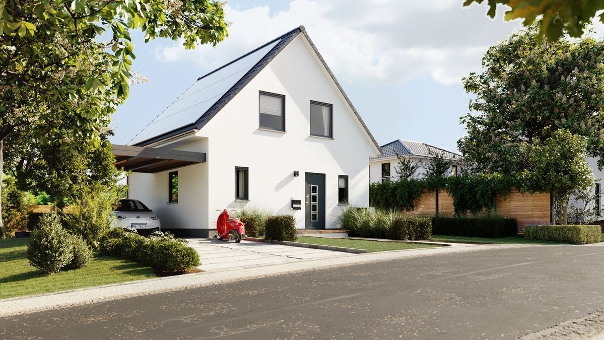 Modernes Einfamilienhaus an einer ruhigen Straße als Inspiration für sicheren Hausbau auf geprüftem Baugrund in Aachen und Düren mit Fokus auf Planungssicherheit und Qualität